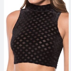 BlackMilk High Neck Burned Diamond Crop. Medium, EUC